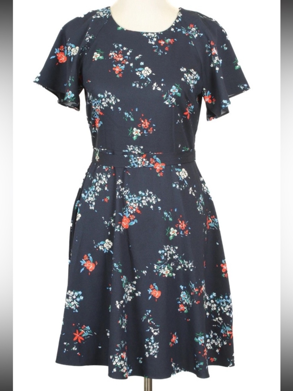 Banana Republic Dress Women’s 4 Blue Floral A Line Fit & Flare Belted